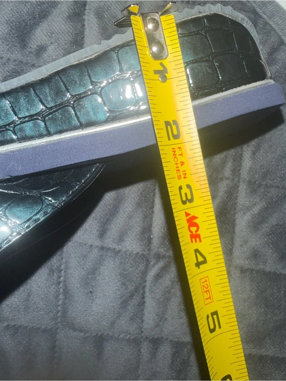 Volatile Navy Blue Flip Flops with Black Croc-Texture Thongs